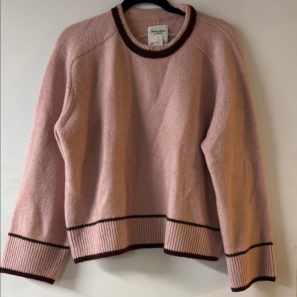 Abercrombie Pink and Brown Cozy Crew Neck Sweater
